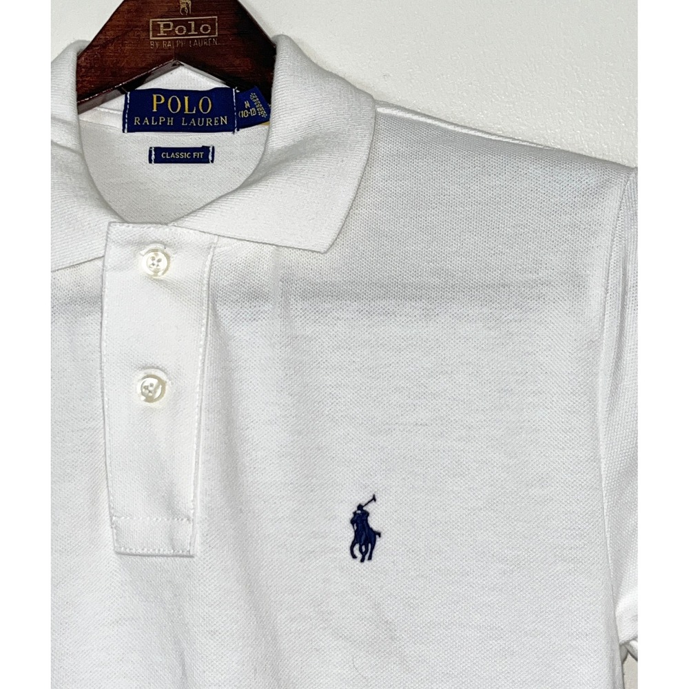 Polo Ralph Lauren Polo Shirt Kids M 10-12 White Short Sleeve Classic Fit Preppy